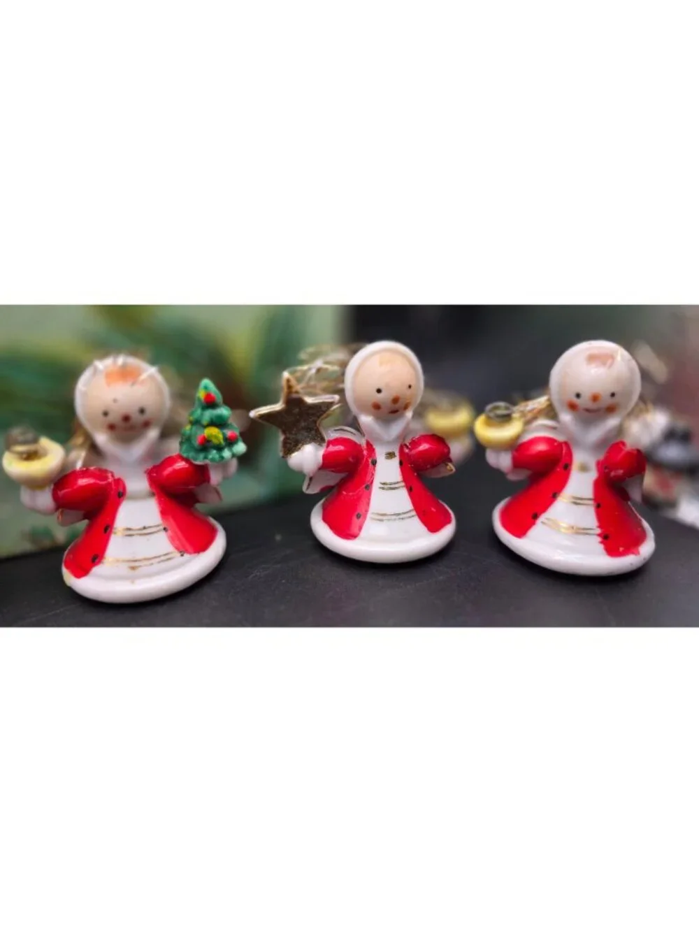 Rare Vintage 1950s Miniature Japanese Angel Candle Holders Orig Woolworth Box